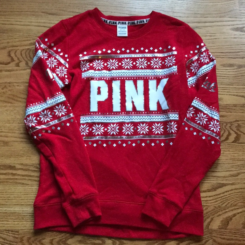 PINK Red and White Holiday Sweater